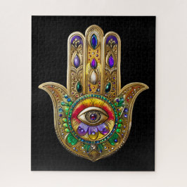 Bemalte Gold Hamsa Amethyst Rubin Drittes Auge Puzzle