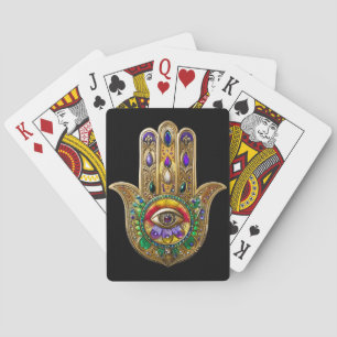 Bemalte Gold Hamsa Amethyst Rubin Drittes Auge Spielkarten