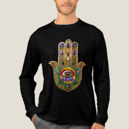 Bemalte Gold Hamsa Amethyst Rubin Drittes Auge Tri-Blend Shirt