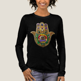 Bemalte Gold Hamsa Amethyst Rubin Drittes Auge Tri-Blend Shirt