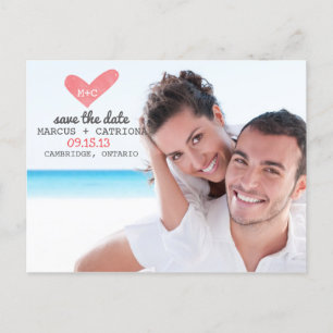 Bemalte Herz-Typografie Save-the-Date-Postkarte Ankündigungspostkarte
