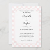 Bemalte Hochzeit im Schachbrettmuster Rosa Einladung (Vorderseite)