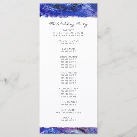 bemalte Hochzeit Programm (Rückseite)