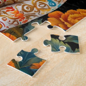 Bemalte Katze mit Blumen Puzzle (Seite)