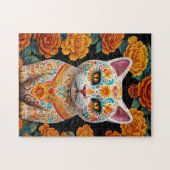 Bemalte Katze mit Blumen Puzzle (Horizontal)