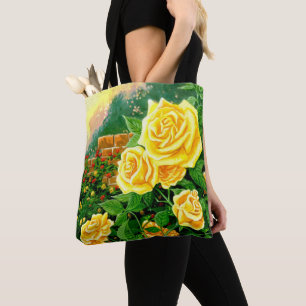 Bemalte Klettergelbe Rosen-Tragetasche Tasche