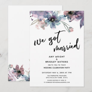 Bemalte Künstlerische Blumen Hochzeitsempfang Einladung