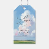 Bemalte Landschaft Blaue Himmel Wolke Hochzeitsgun Geschenkanhänger (Vorderseite)