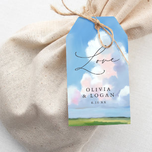 Bemalte Landschaft Blaue Himmel Wolke Hochzeitsgun Geschenkanhänger