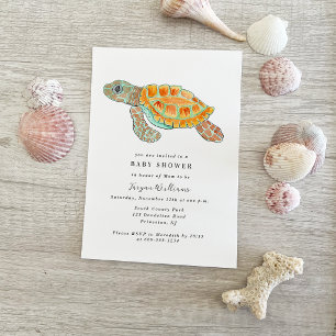 Bemalte Meeresschildkröte Baby Shower Einladung