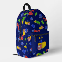 Bemalte Müllwagen Jungen Monogramm Bedruckter Rucksack