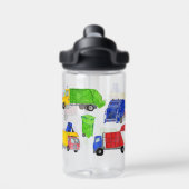Bemalte Müllwagen Jungen Monogramm Trinkflasche (Rückseite)