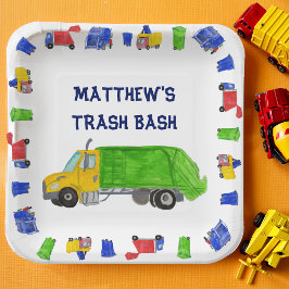 Bemalte Müllwagen Jungen Müll Bash Party Pappteller