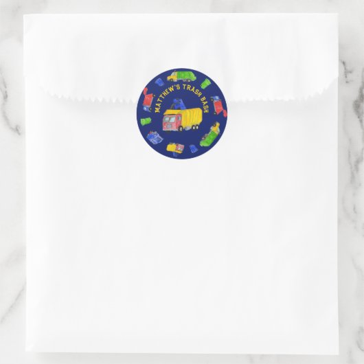 Bemalte Müllwagen Jungen Müll Bash Party Runder Aufkleber (Tasche)