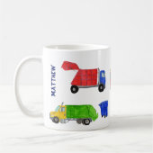 Bemalte Müllwagen Jungen Personalisiert Kaffeetasse (Links)
