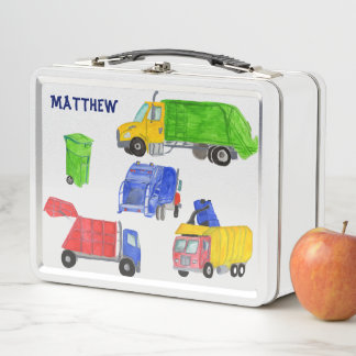 Bemalte Müllwagen Jungen Personalisiert Metall Brotdose