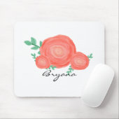 Bemalte orange Blumen Blumen moderne Mauspad (Mit Mouse)