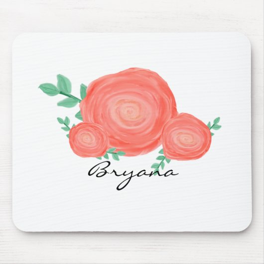 Bemalte orange Blumen Blumen moderne Mauspad (Vorne)