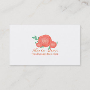 Bemalte orangefarbene Blumen Modern Business Card Visitenkarte