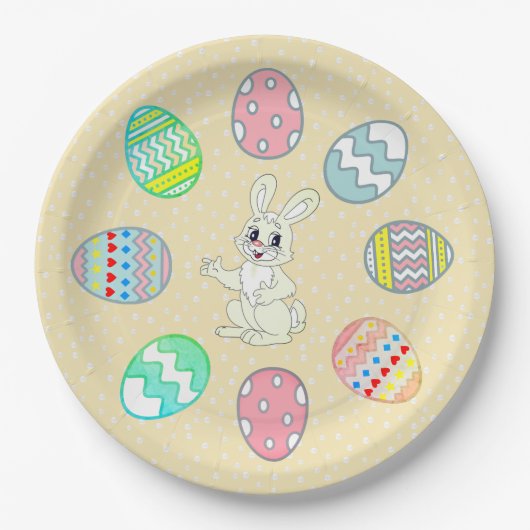 Bemalte Ostereier & Hase Pappteller (Vorderseite)