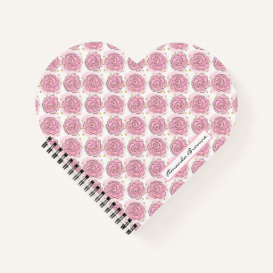 Bemalte rosa Rosen und goldener Glitter-Notizblock Notizblock