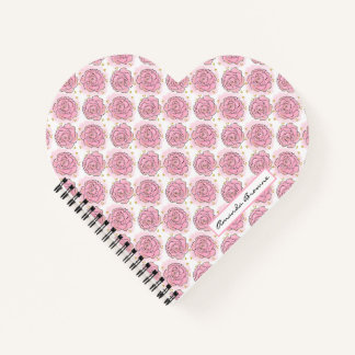 Bemalte rosa Rosen und goldener Glitter-Notizblock Notizblock