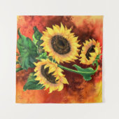 Bemalte Sonnenblumen Wandteppich (Vorderseite (Horizontal))