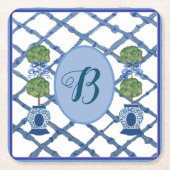 Bemalte Topiary Chinoiserie Ingwertöpfe Topf  Rechteckiger Pappuntersetzer (Vorderseite)