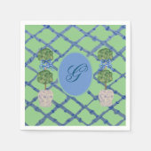 Bemalte Topiary-Chinoiserie-Ingwertöpfe Töpfchen Serviette (Vorderseite)