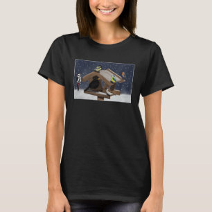 Bemalte Vögel im Garten sitzen im Schnee an der T-Shirt