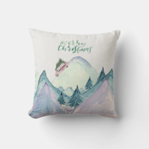 Bemalte Weihnachtsberg-Szene-Wurfkissen Kissen