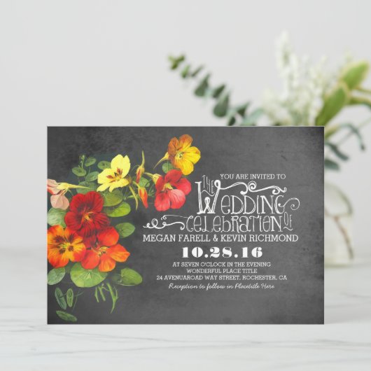 bemalten Blume Tafelschachtel Einladung (Stehend Vorderseite)
