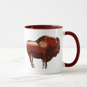 Bemalter Bison Keramikbecher Tasse