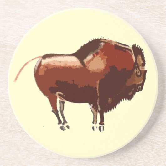 Bemalter Bison-Sandstein-Untersetzer Untersetzer (Vorne)