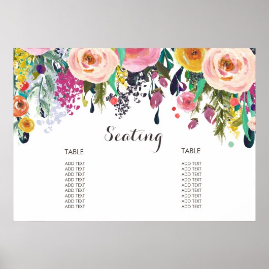 Bemalter Blumen-Sitzplan Poster (Vorne)