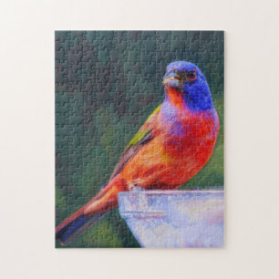 Bemalter Bunting-Vogelliebhaber-Kunst-Natur-Puzzle Puzzle