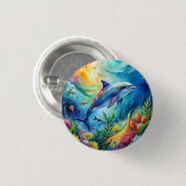 Bemalter Delfin Button (Vorne & Hinten)