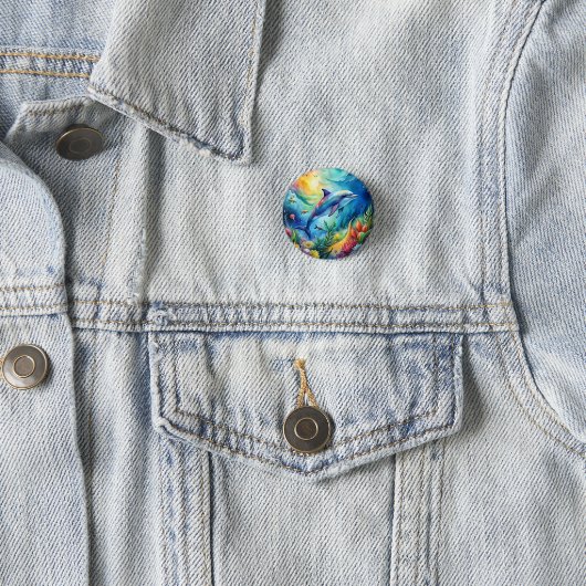 Bemalter Delfin Button (Beispiel)
