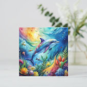 Bemalter Delfin Einladung (Stehend Vorderseite)