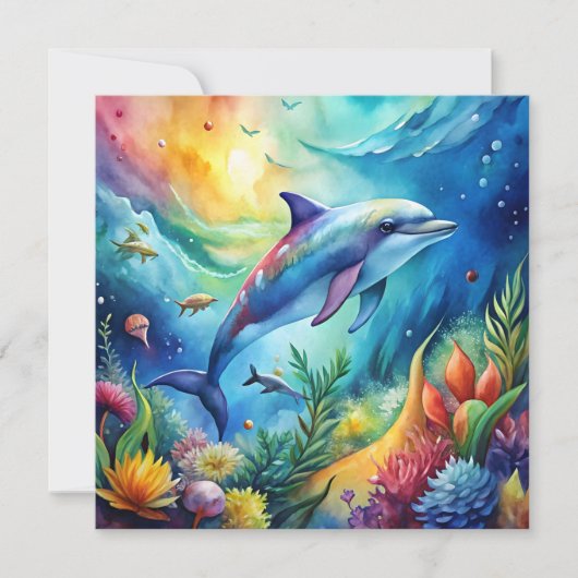 Bemalter Delfin Einladung (Vorderseite)