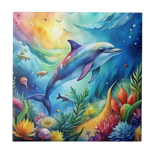 Bemalter Delfin Fliese (Vorderseite)
