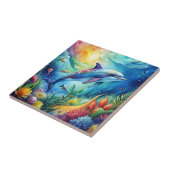 Bemalter Delfin Fliese (Seite)