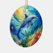 Bemalter Delfin Keramik Ornament (Rechts)