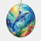 Bemalter Delfin Keramik Ornament (Links)