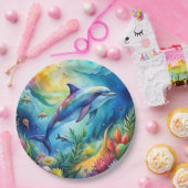 Bemalter Delfin Pappteller (Party)