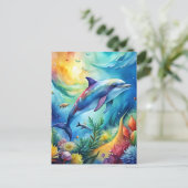 Bemalter Delfin Postkarte (Stehend Vorderseite)