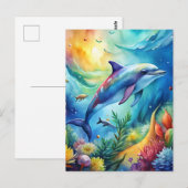 Bemalter Delfin Postkarte (Vorne/Hinten)