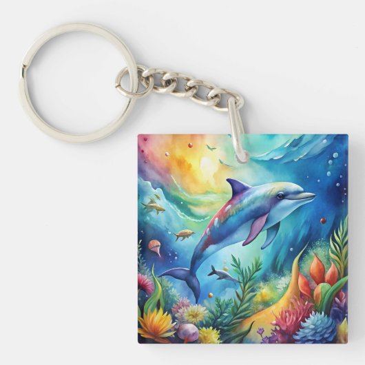 Bemalter Delfin Schlüsselanhänger (Vorderseite)