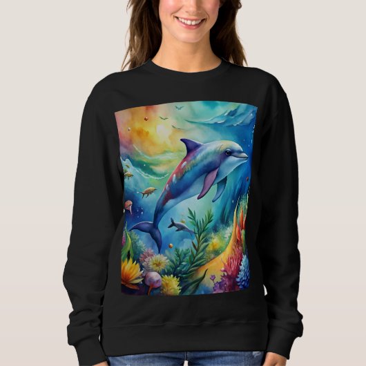 Bemalter Delfin Sweatshirt (Vorderseite)
