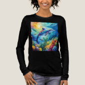 Bemalter Delfin Tri-Blend Shirt (Vorderseite)
